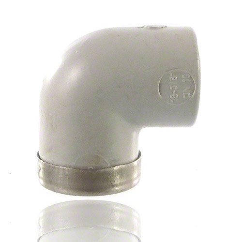 PVC C &Uuml;bergangs-Winkel 90&deg;, metallringverst&auml;rkt
