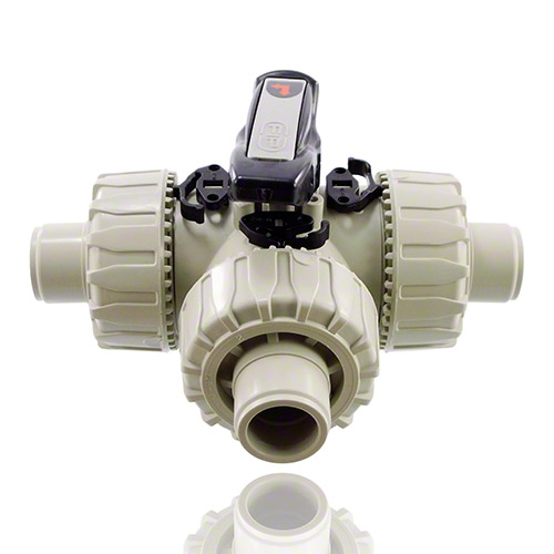 PP Kugelhahn 3-Wege, T-Bohrung, Schwei&szlig;stutzen, FPM