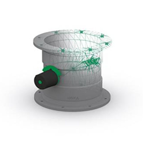PP-el-s Drosselklappe mit Drehknopf und 15&deg; Raster, beidseitig Flansch, elektrisch leitf&auml;hig