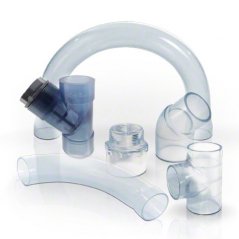 PVC U
TRANSPARENT: PVC U TRANSPARENT 
Rohre und Formteile
in Zoll- und DIN 
Abmessungen